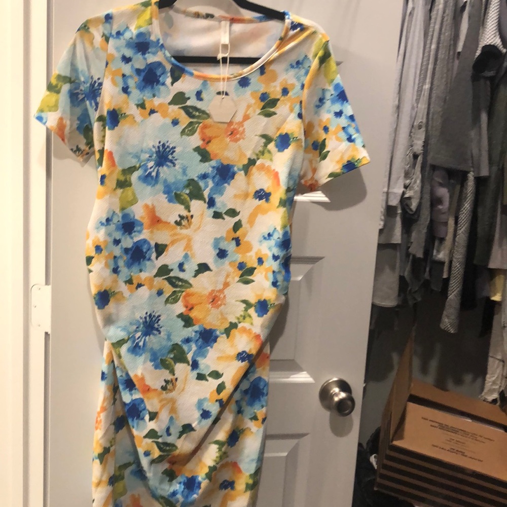 Pinkblush fitted floral maternity dress